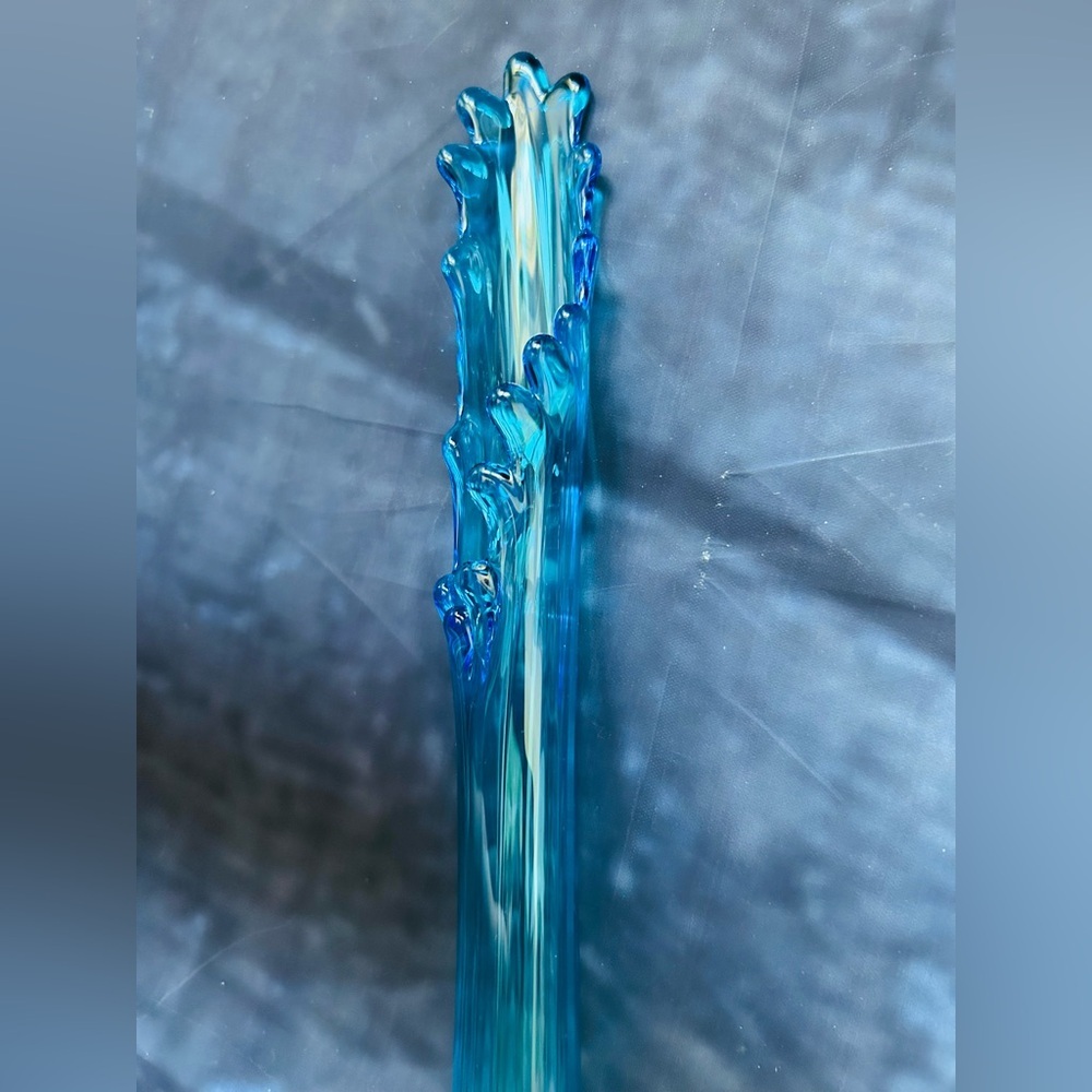 Fenton Sapphire Blue Ombré MCM Thumbprint Swung Vase - Picture 5 of 9